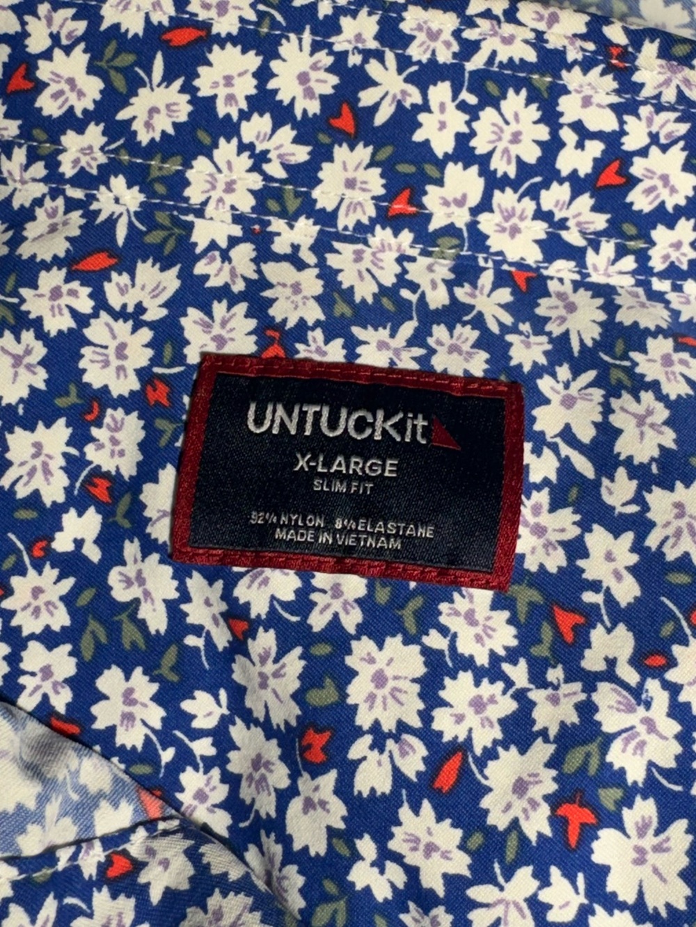 UNTUCKit Performance Short-Sleeve Kincaid Shirt | XLarge | Blue Floral Print - Picture 9 of 12
